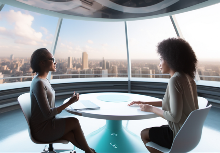 360 Grad futuristisches Interview