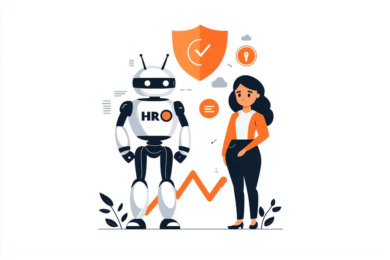 image of a robot and a recruiter as a graphic