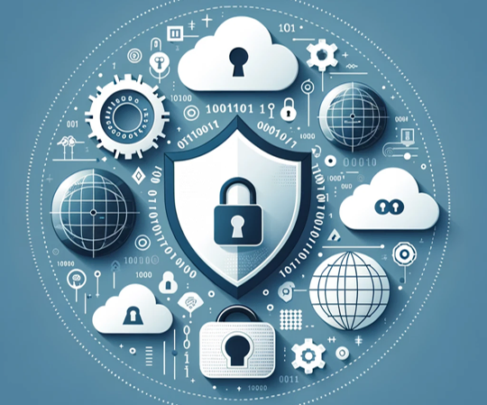 Blue image with data security symbols